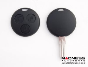smart fortwo Key Fob Replacement Part - Black Key + Case - 450 Model - 3 button